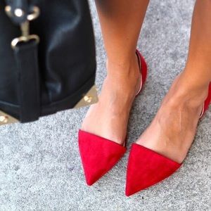 Zara Vamp Red Pointy Flats